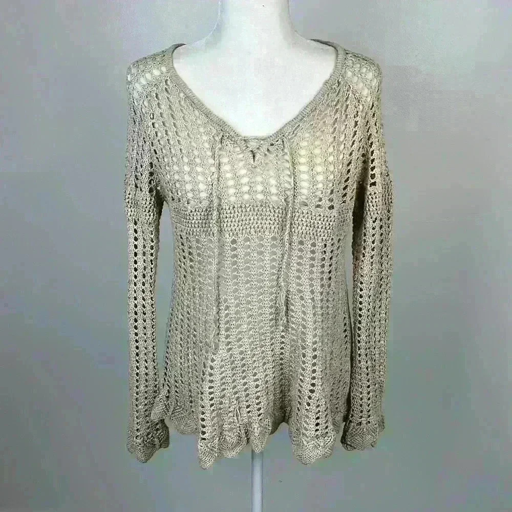 Love on a Hanger Cream Mesh Top/Cover Up Size L
